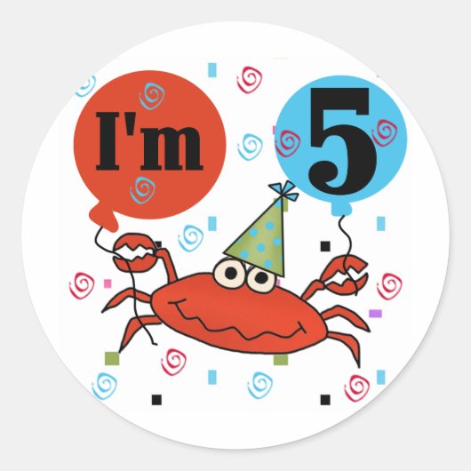 Sticker Rond Crabe 5e anniversaire Tshirts et cadeaux (Devant)