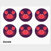 Sticker Rond Crabe amusant (Feuille)
