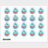 Sticker Rond Crabe Bleu Anniversaire Pool Party Garçon âge pers (Feuille)