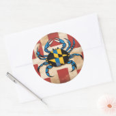 Sticker Rond Crabe bleu du Maryland (Enveloppe)