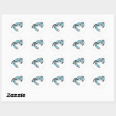 Sticker Rond Crabe bleu grave en noir et blanc (Feuille)