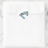 Sticker Rond Crabe bleu grave en noir et blanc (Sac)