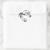 Sticker Rond Crabe bleu sérieux en noir et blanc (Sac)