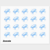 Sticker Rond crabe bleu vintage (Feuille)