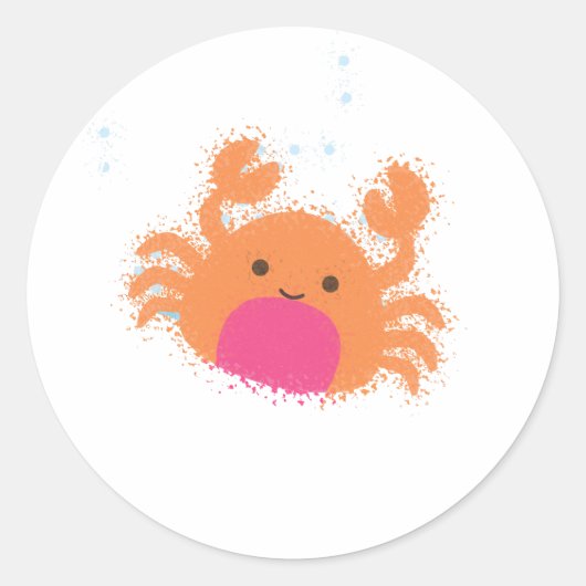 Sticker Rond Crabe caricaturale orange (Devant)