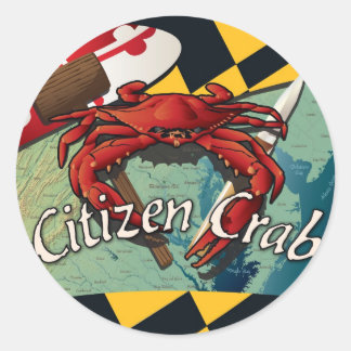 Sticker Rond Crabe citoyen du Maryland