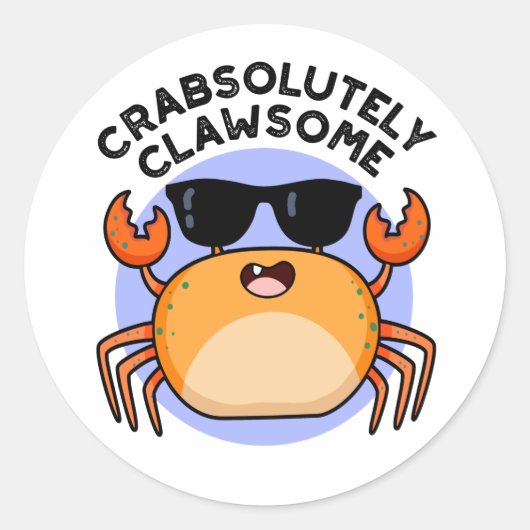 Sticker Rond Crabe Clawsome Funky Crabe Pun (Devant)