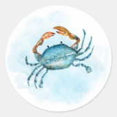 Sticker Rond Crabe d'aquarelle de plage (Devant)