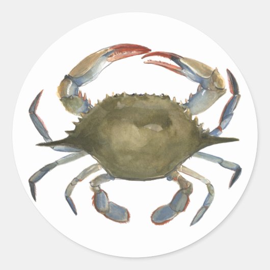 Sticker Rond Crabe d'aquarelle - gris (Devant)