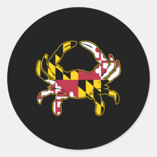 Sticker Rond Crabe Drapeau De La Fierté Du Maryland Avec Des Co
