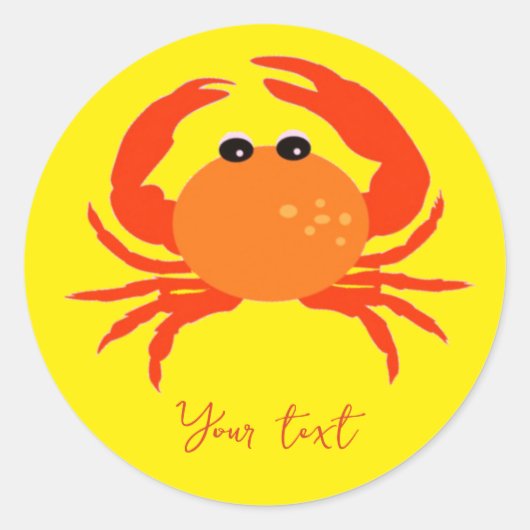 Sticker Rond Crabe frais gras simple propre personnalisé (Devant)