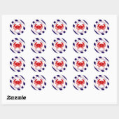 Sticker Rond Crabe Nautique Anniversaire Invitation (Feuille)