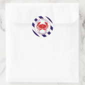 Sticker Rond Crabe Nautique Anniversaire Invitation (Sac)