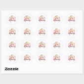 Sticker Rond Crabe rose avec monogramme sur chapeau (Feuille)