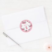 Sticker Rond Crabe rose mignon Animaux de mer Fille Anniversair (Enveloppe)