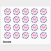 Sticker Rond Crabe rose Nautique Anniversaire Invitation (Feuille)