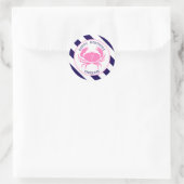 Sticker Rond Crabe rose Nautique Anniversaire Invitation (Sac)
