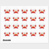 Sticker Rond Crabe rouge avec Casquette chef (Feuille)