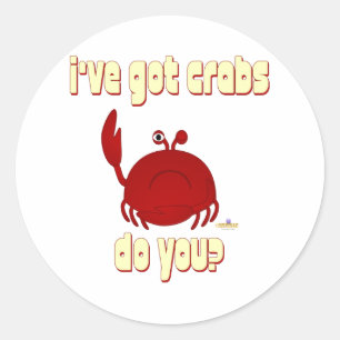 Sticker Rond Crabe rouge de la grenouille J'ai des crabes, tu v
