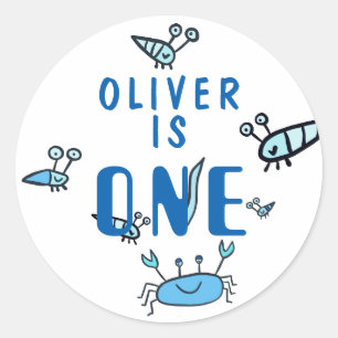 Sticker Rond Crabe Sea Animaux Un 1er anniversaire