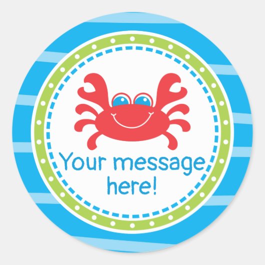 Sticker Rond Crabe sous la mer Anniversaire (Devant)