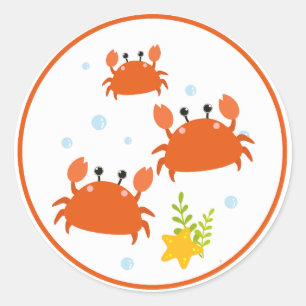 Sticker Rond Crabes à vie marine mignonnes Scrapbooking