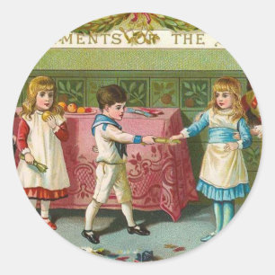 Sticker Rond Crackers de Noël