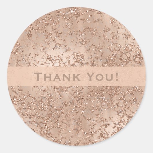 Sticker Rond Crackle rose doré rose glam étincelante (Devant)