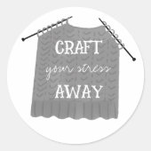 Sticker Rond Craft your stress Away Knitting Needles (Devant)
