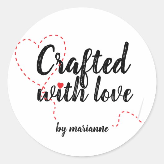 Sticker Rond CRAFTED personnalisé avec couture d'amour (Devant)