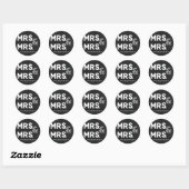 Sticker Rond Craie de tableau noir Mme & Mme Mariage Fiançaille (Feuille)