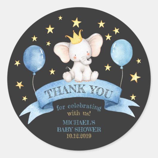 Sticker Rond craie noire petit éléphant (Devant)