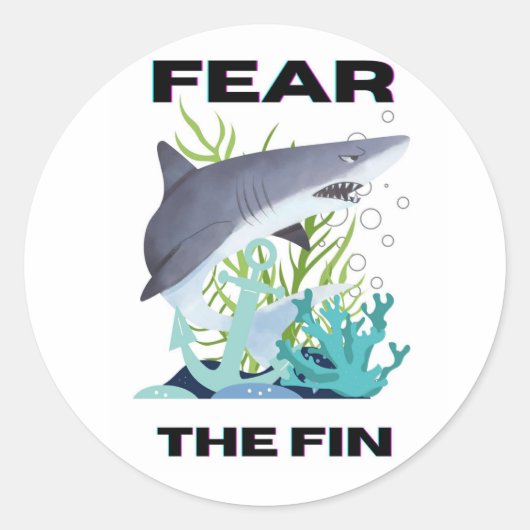 Sticker Rond craignez le requin commun (Devant)