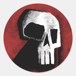 Sticker Rond Crâne 15-Rouge