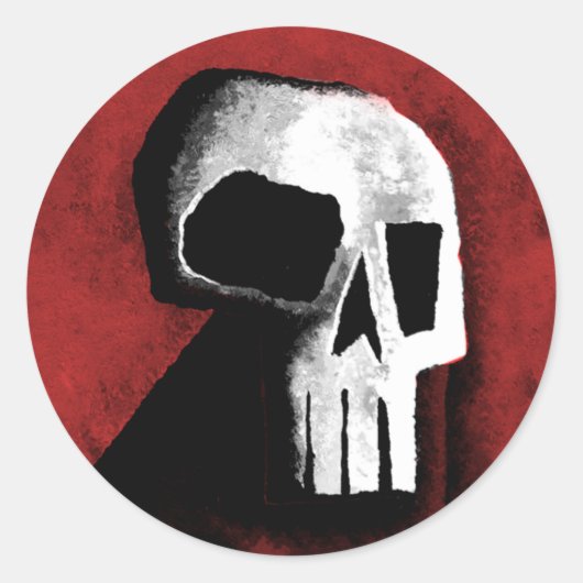 Sticker Rond Crâne 15-Rouge (Devant)