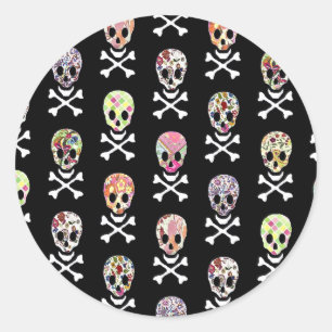 Sticker Rond Crâne à calbones de la fête des morts mexicaine