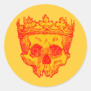 Sticker Rond Crâne à couronne vintage