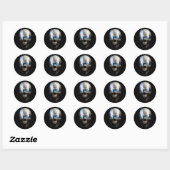 Sticker Rond Crâne à flammes bleues (Feuille)