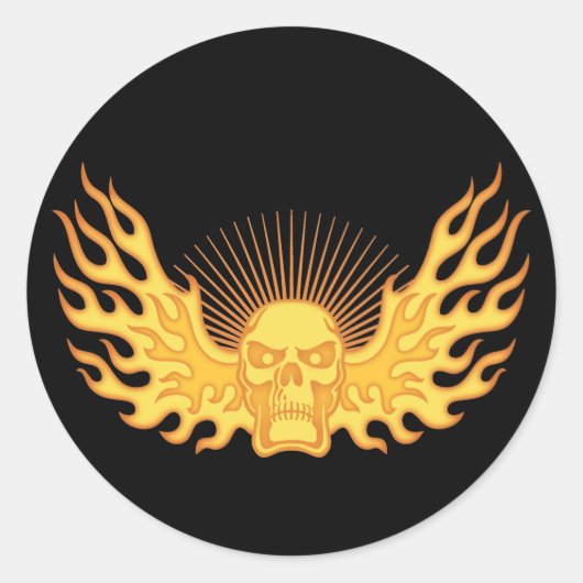 Sticker Rond Crâne à la flamme (Devant)