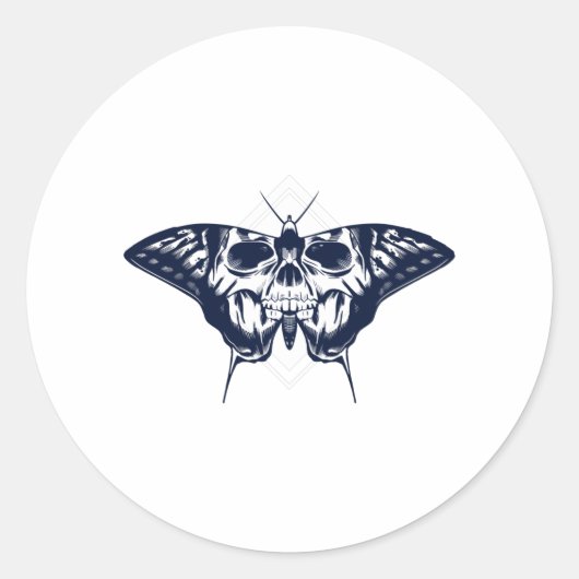 Sticker Rond Crâne à papillon (Devant)