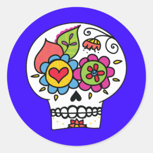Sticker Rond Crâne à sucre, collants Dia de Los Muertos