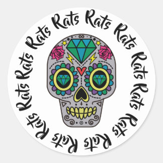 Sticker Rond Crâne à sucre Rats
