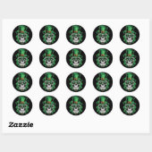 Sticker Rond Crâne à sucre St Patrick Day Shamrock chanceux (Feuille)