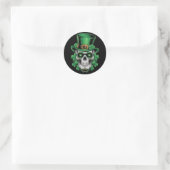 Sticker Rond Crâne à sucre St Patrick Day Shamrock chanceux (Sac)