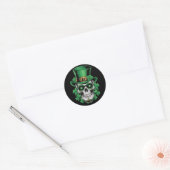 Sticker Rond Crâne à sucre St Patrick Day Shamrock chanceux (Enveloppe)