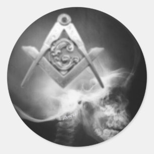 Sticker Rond Crâne Alien maçonnique X-Ray