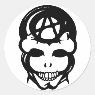 Sticker Rond Crâne anarchique 2