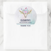 Sticker Rond Crâne animal Boho avec papillons Anniversaire (Sac)