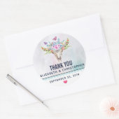 Sticker Rond Crâne animal Boho avec papillons Merci Mariage (Enveloppe)
