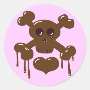 Sticker Rond Crâne au chocolat et os croisés